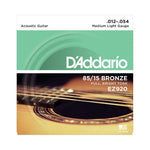 D'Addario EZ920 85/15 Bronze Medium Light Acoustic Guitar Strings - Braganzas