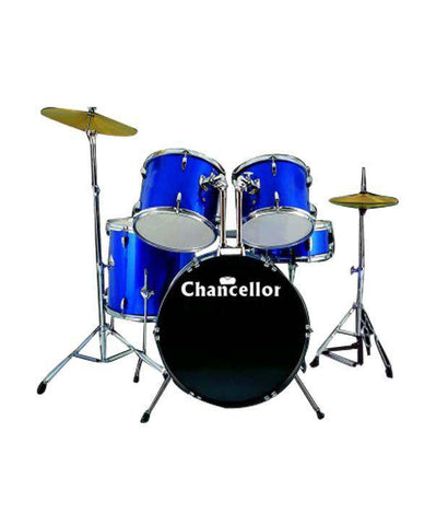 Chancellor, Drum Set, 5 Pcs, W/Stands & Cymbals - Metallic Blue