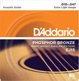D'Addario, Acoustic Guitar Str, Phosphor Bronze .010-.047 - Set  EJ15 - Braganzas