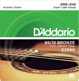 D'Addario, Acoustic Guitar Strings, 85/15 Bronze .009-.045 - Set EZ890 - Braganzas