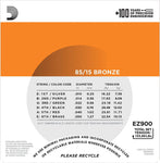 D'Addario, Acoustic Guitar Strings, 85/15 Bronze .010-.050 - Set EZ900 - Braganzas