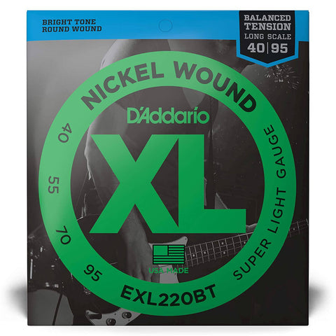 D'Addario, Bass Strings, XL Nickel, .040-.095, Long, EXL220BT - Braganzas