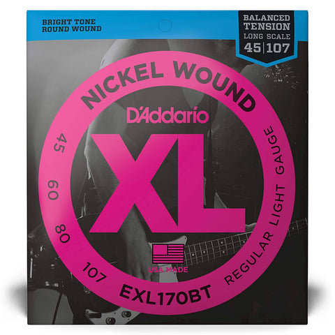 D'Addario, Bass Strings, XL Nickel, .045-.107, Long, EXL170BT - Braganzas