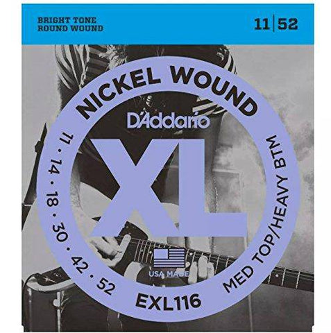 D'Addario, Electric Guitar Strings, XL, .011-.052 Medium/Heavy -Set EXL116 - Braganzas