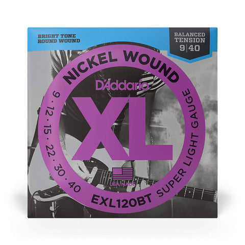 D'Addario, Electric Guitar Strings, XL Nickel, Balance Tension .009-.040 Super Lite - Set EXL120BT - Braganzas
