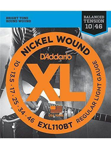 D'Addario, Electric Guitar Strings, XL Nickel, Balance Tension .010-.046 Reg Lite - Set EXL110BT - Braganzas